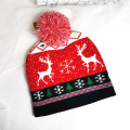 Winter Collection Christmas Elk Pattern Beanie Hat Winter Ear Warm Knitted Hat, Ball Knited Beanie Winter Hats